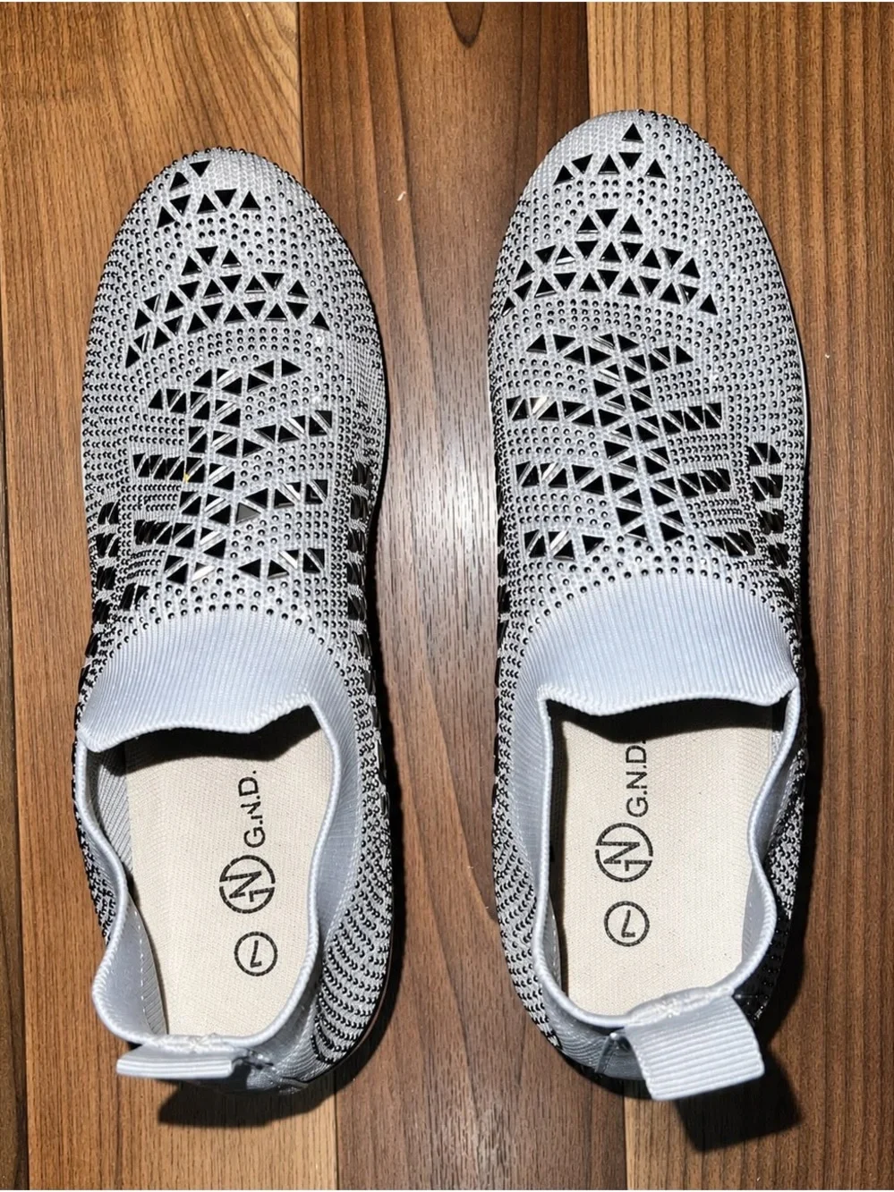 Women's Black & White Slip-On Knit Sneakers